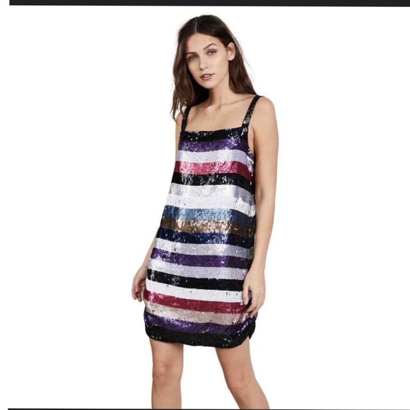 Parker Dresses & Skirts - Parker Sequin Mini Dress Striped Sleeveless Party Cocktail Clubwear